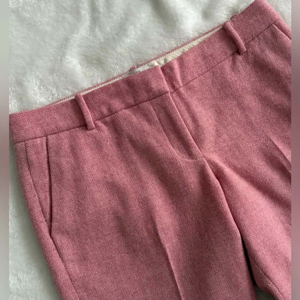 J.Crew Café Capri Pants Pink Herringbone Wool Cropped Trousers